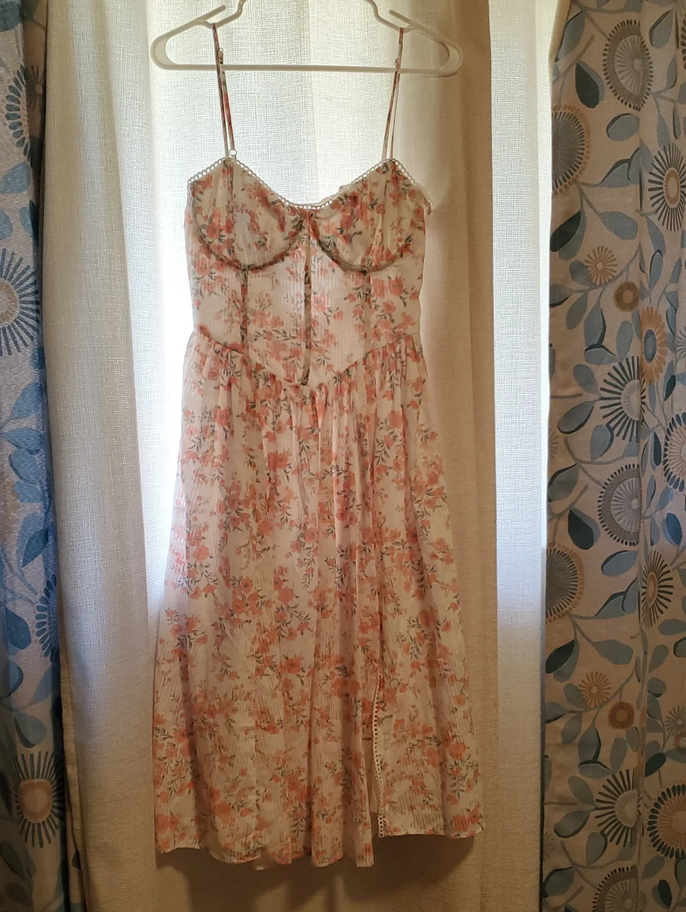 Sz LG Jessica Simpson White Dress with Coral Orange Floral Accents - Picture 1 of 11